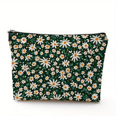 Daisy Pattern Cosmetic Bag for Women Make-Up Skin Care Storage Travel Toiletry