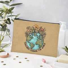 Teacher Print Zipper Wash Bag Cosmetics Toiletry Travel Storage Gift