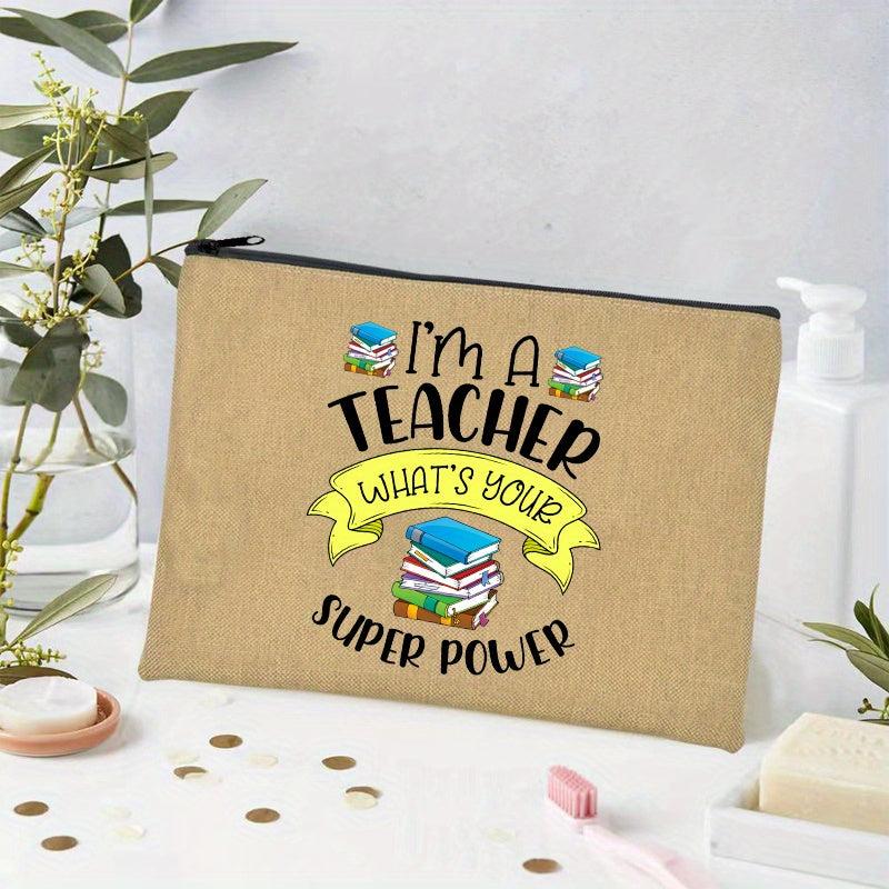 Teacher Print Zipper Wash Bag Cosmetics Toiletry Travel Storage Gift