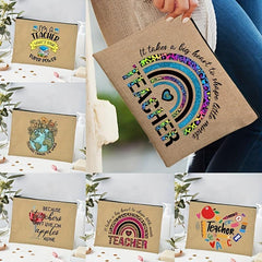 Teacher Print Zipper Wash Bag Cosmetics Toiletry Travel Storage Gift