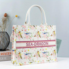 Retro Floral Tote Bag Large Capacity Print Tote Bag