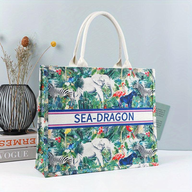 Retro Floral Tote Bag Large Capacity Print Tote Bag