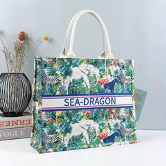 Retro Floral Tote Bag Large Capacity Print Tote Bag