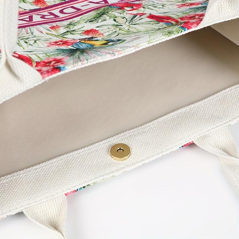 Retro Floral Tote Bag Large Capacity Print Tote Bag