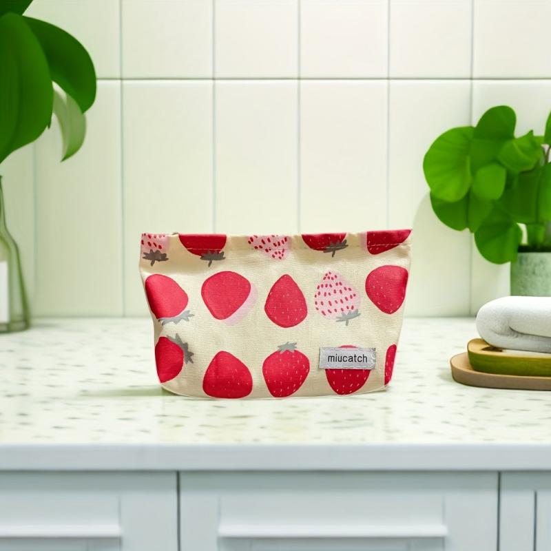 Strawberry Carry on Bag For Women Soft Large Capacity Cosmetic Bag