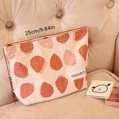 Strawberry Carry on Bag For Women Soft Large Capacity Cosmetic Bag
