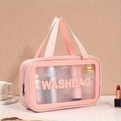 Clear Travel Toiletry Bag - Waterproof PVC Makeup Cosmetic Bag for Women