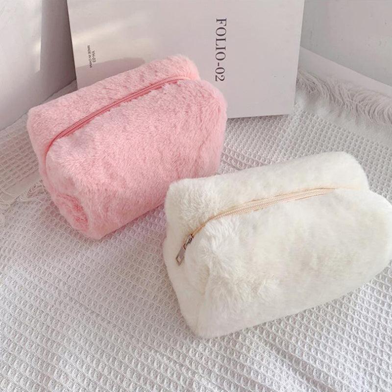 Soft Plush Cosmetic Bag Fluffy Makeup Storage Travel Handbag