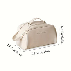Large Capacity Double Zipper Leather Makeup Bag
