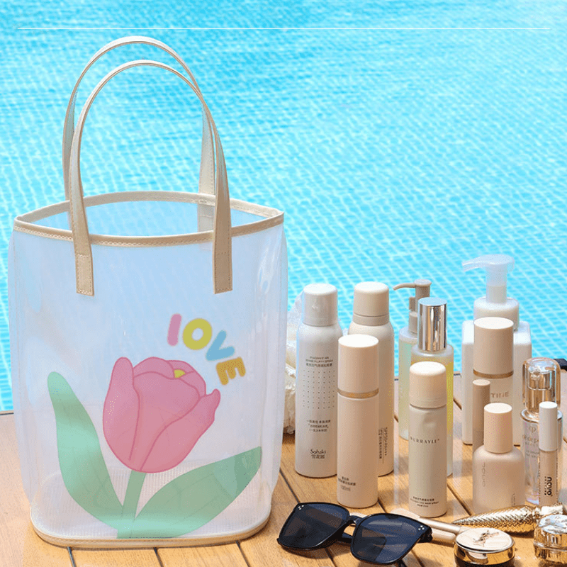 Transparent PVC Beach Bag Foldable Travel Storage Portable Swimming Bag