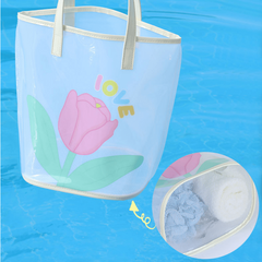 Transparent PVC Beach Bag Foldable Travel Storage Portable Swimming Bag