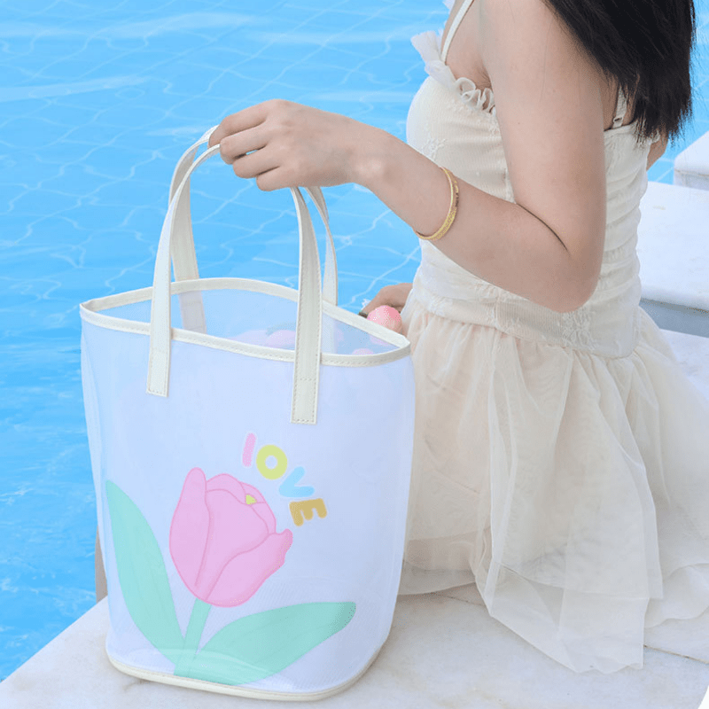 Transparent PVC Beach Bag Foldable Travel Storage Portable Swimming Bag