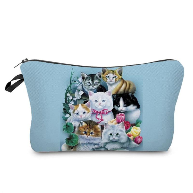 Cartoon Cat Women's Cosmetic Bag Portable Storage Bag