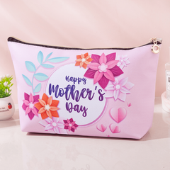 Cartoon Floral PU Leather Waterproof Cosmetics Bag