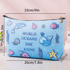 Cartoon Floral PU Leather Waterproof Cosmetics Bag