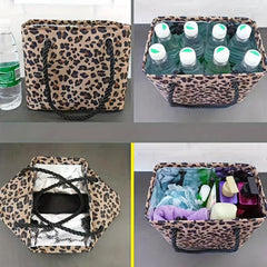 Leopard Pattern Bath Bag Portable Bath Basket