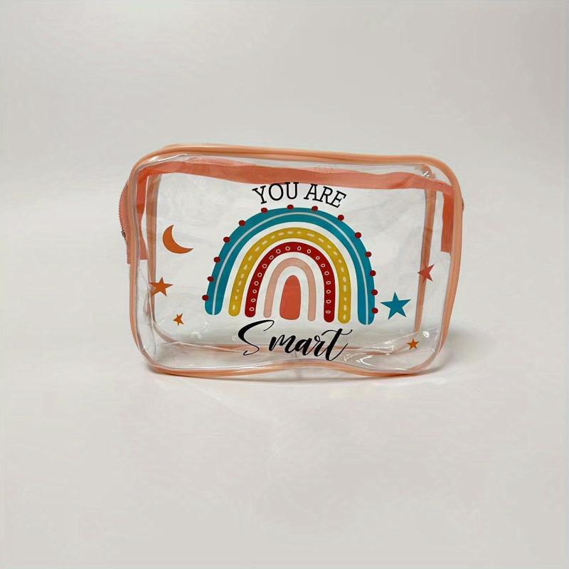 Rainbow Transparent Makeup Bag Inspirational Pattern Waterproof Cosmetic Pouch
