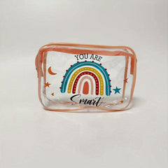 Rainbow Transparent Makeup Bag Inspirational Pattern Waterproof Cosmetic Pouch