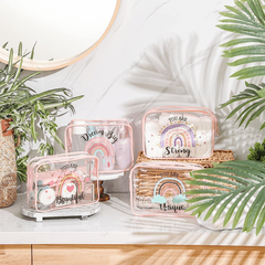Rainbow Transparent Makeup Bag Inspirational Pattern Waterproof Cosmetic Pouch