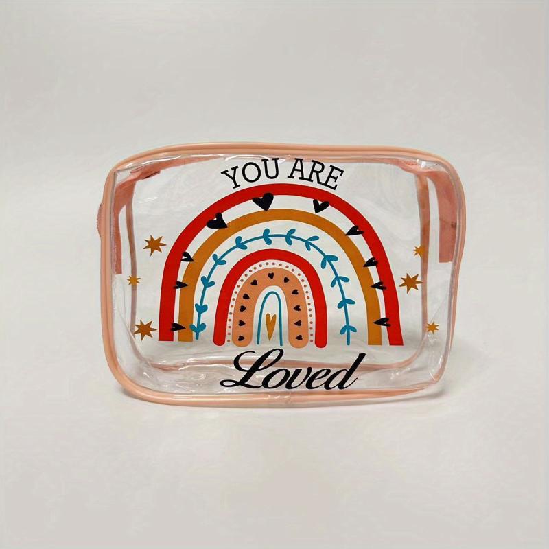 Rainbow Transparent Makeup Bag Inspirational Pattern Waterproof Cosmetic Pouch