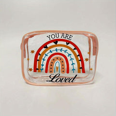 Rainbow Transparent Makeup Bag Inspirational Pattern Waterproof Cosmetic Pouch