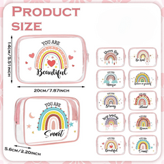 Rainbow Transparent Makeup Bag Inspirational Pattern Waterproof Cosmetic Pouch