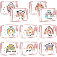 Rainbow Transparent Makeup Bag Inspirational Pattern Waterproof Cosmetic Pouch