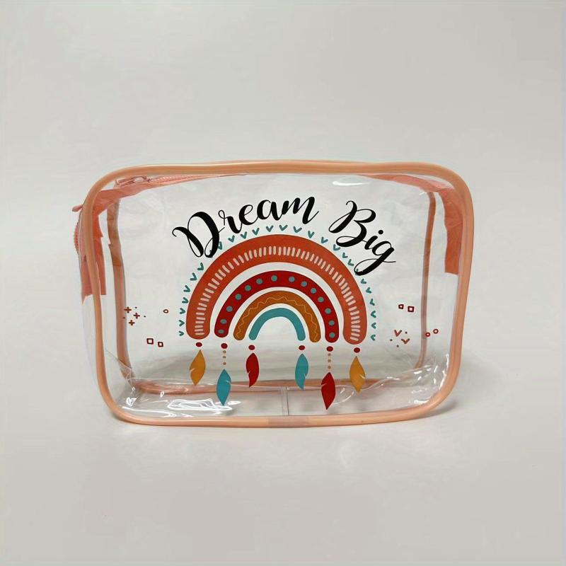 Rainbow Transparent Makeup Bag Inspirational Pattern Waterproof Cosmetic Pouch