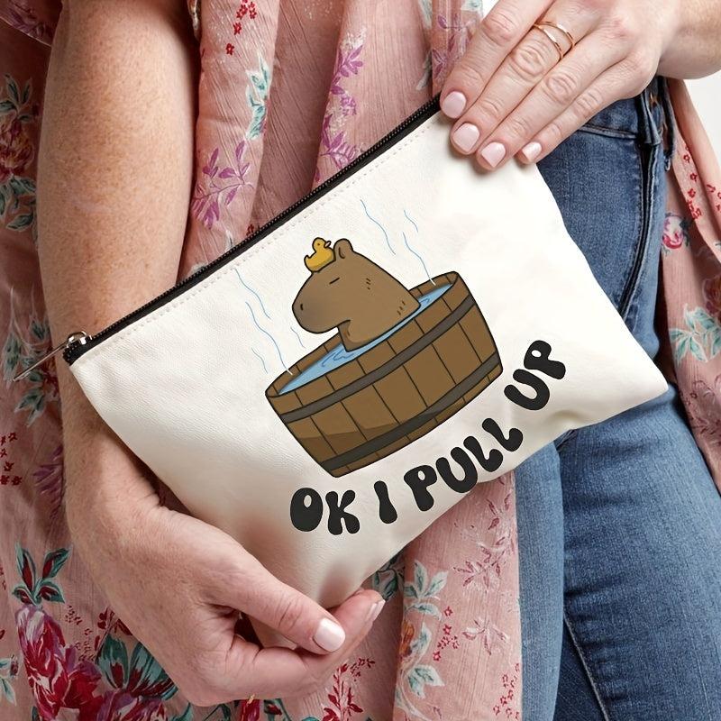 Capybara Pattern Cosmetic Bag Canvas Travel Toiletry Bag