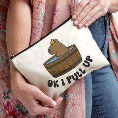 Capybara Pattern Cosmetic Bag Canvas Travel Toiletry Bag