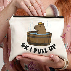 Capybara Pattern Cosmetic Bag Canvas Travel Toiletry Bag