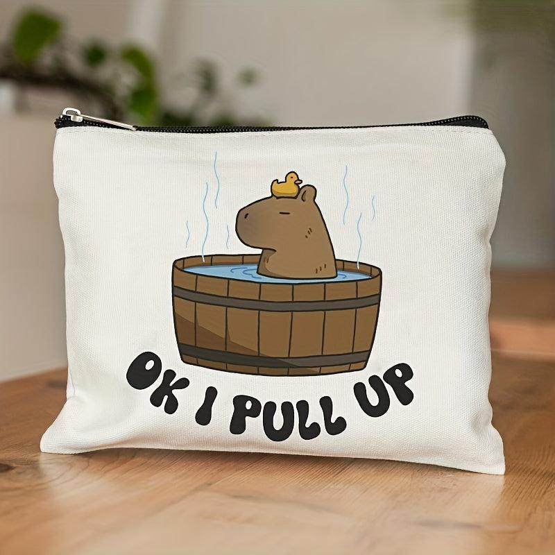 Capybara Pattern Cosmetic Bag Canvas Travel Toiletry Bag