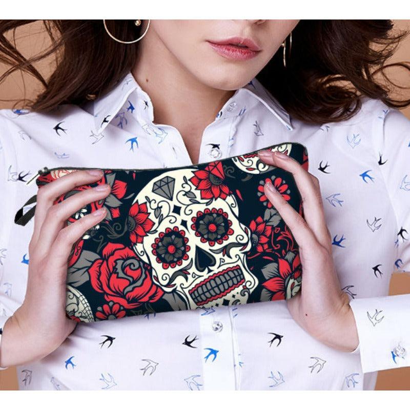 Halloween Skeleton Makeup Bag Multifunctional Toiletry Storage Bag