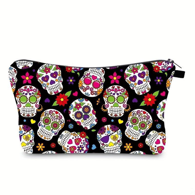 Skull Digital Print Waterproof Cosmetic Bag Soft Wash Bag Travel Storage