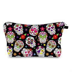 Skull Digital Print Waterproof Cosmetic Bag Soft Wash Bag Travel Storage
