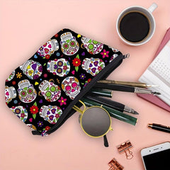 Skull Digital Print Waterproof Cosmetic Bag Soft Wash Bag Travel Storage