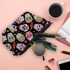 Skull Digital Print Waterproof Cosmetic Bag Soft Wash Bag Travel Storage