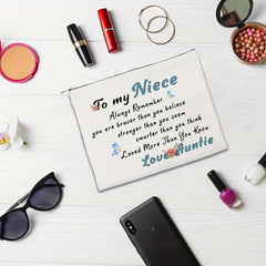 Fashionable Words Print Wash Bag Lightweight Makeup Organizer Nice Gift