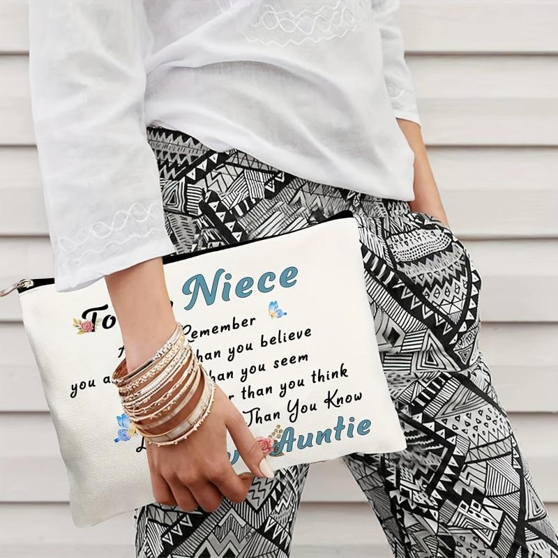 Fashionable Words Print Wash Bag Lightweight Makeup Organizer Nice Gift
