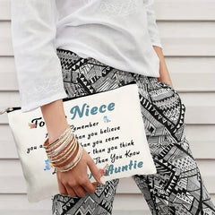 Fashionable Words Print Wash Bag Lightweight Makeup Organizer Nice Gift