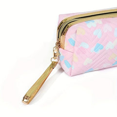 Heart Printed Cosmetic Bag Portable Storage Bag Toiletry Bag Makeup Storage Bag