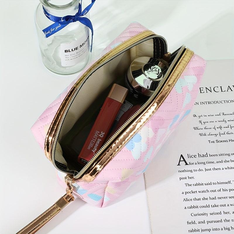 Heart Printed Cosmetic Bag Portable Storage Bag Toiletry Bag Makeup Storage Bag
