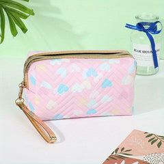 Heart Printed Cosmetic Bag Portable Storage Bag Toiletry Bag Makeup Storage Bag