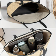 Large Beach Toiletry Bag Storage Straw Woven Tote Handbag Shopping Bag