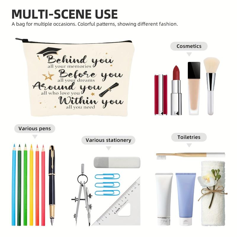 Casual Letter Pattern Cosmetic Bag for Women Men Girls Boys