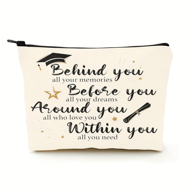 Casual Letter Pattern Cosmetic Bag for Women Men Girls Boys