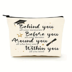 Casual Letter Pattern Cosmetic Bag for Women Men Girls Boys