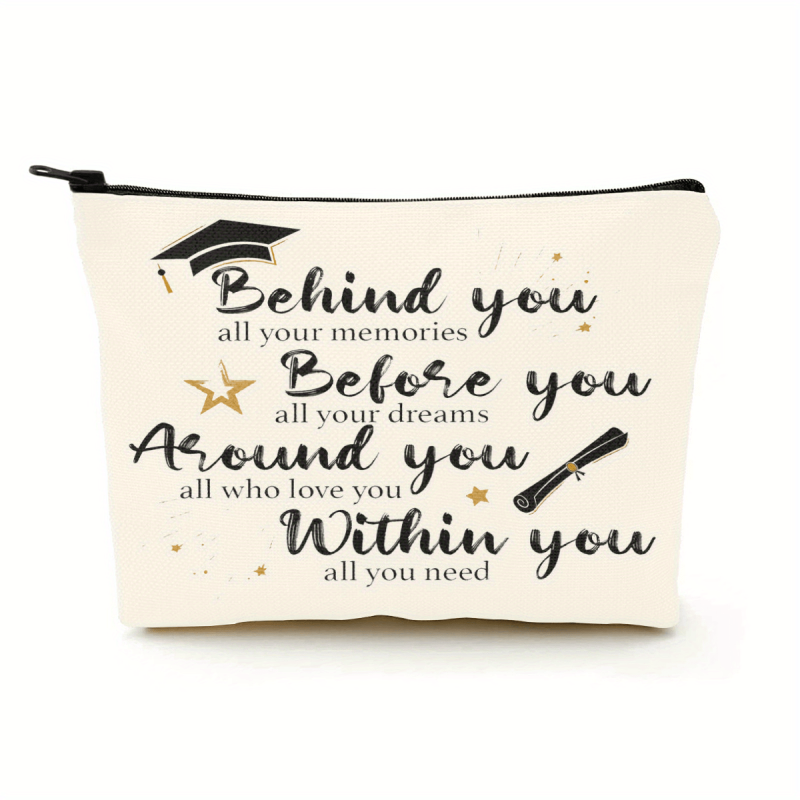 Casual Letter Pattern Cosmetic Bag for Women Men Girls Boys