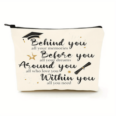 Casual Letter Pattern Cosmetic Bag for Women Men Girls Boys