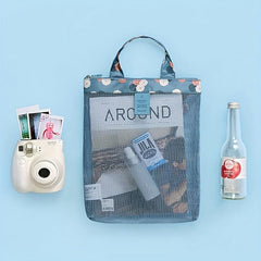 Floral Mesh Beach Bag Travel Storage Cosmetic Bag